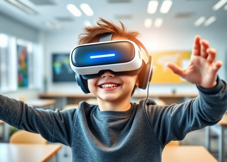 VR Изследовател — дете с VR очила
